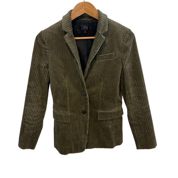 J. Crew Jackets & Blazers - J. Crew Wide Wale Corduroy Party Jacket Blazer Women's 0 Green Single Breasted
